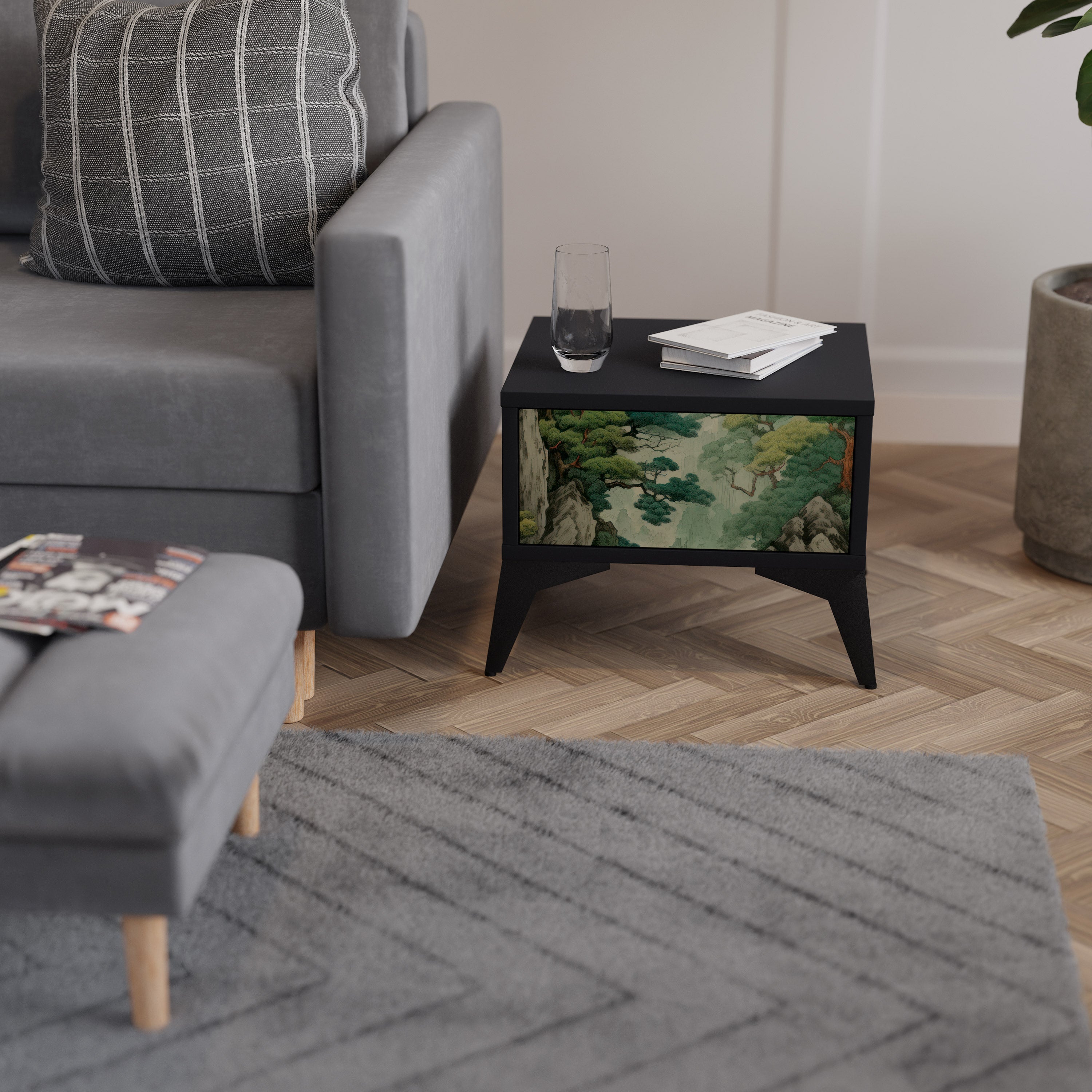 VERDURE ABYSS Nattduksbord i svart finish
