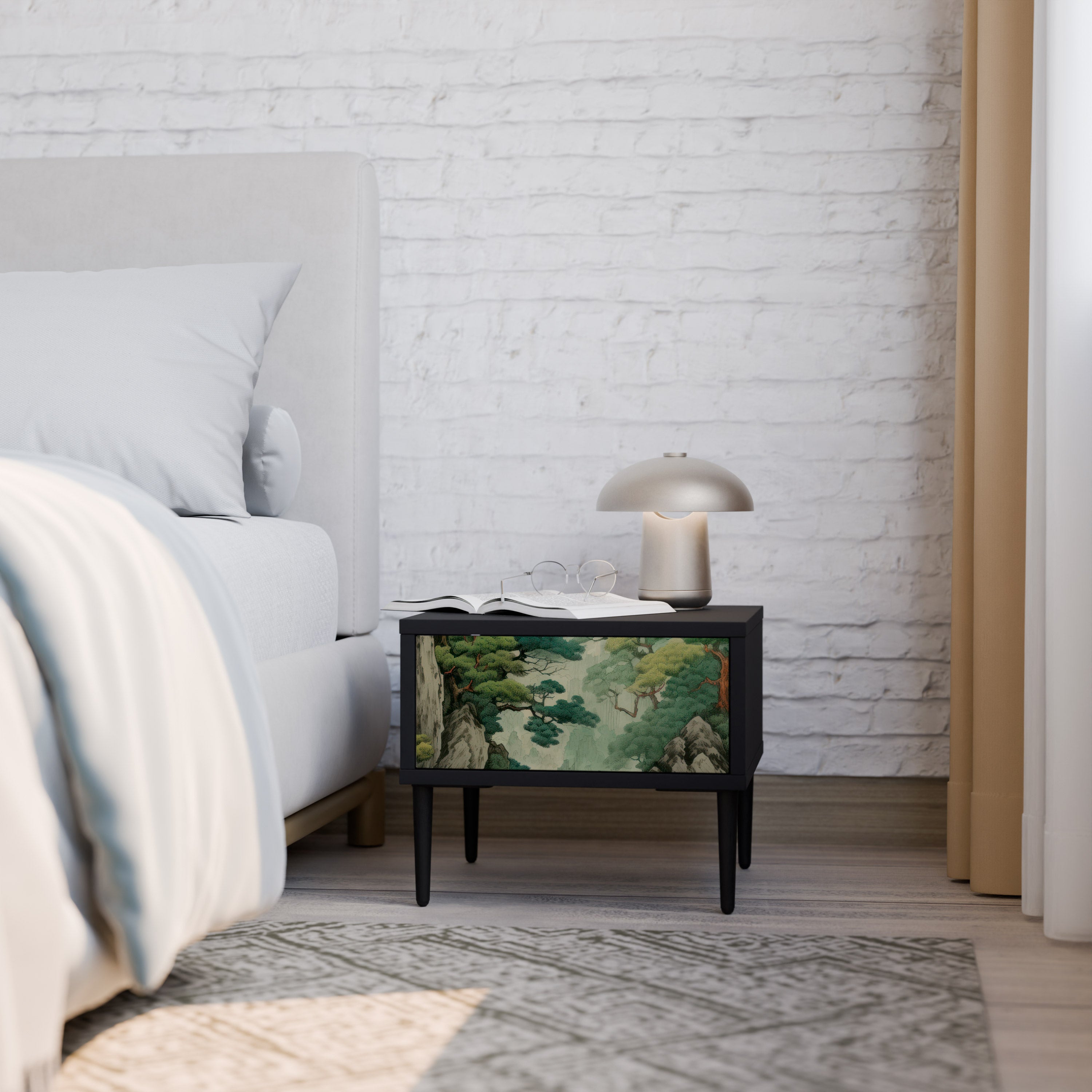 VERDURE ABYSS Nattduksbord i svart finish