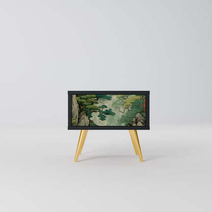 VERDURE ABYSS Nightstand in Black Finish