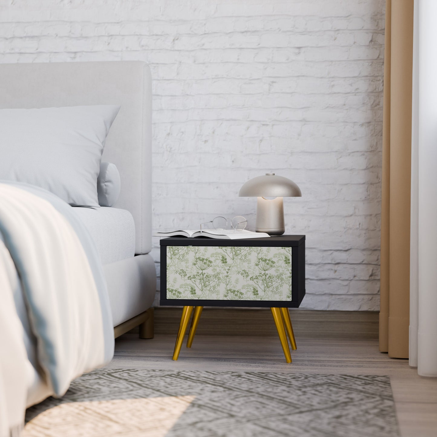 FENNEL BALDACHIN Nightstand in Black Finish