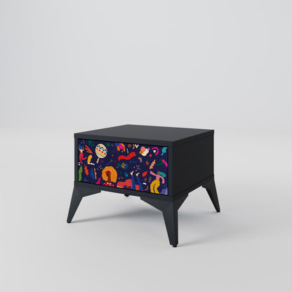 FESTIVE PLEASURES Nightstand in Black Finish