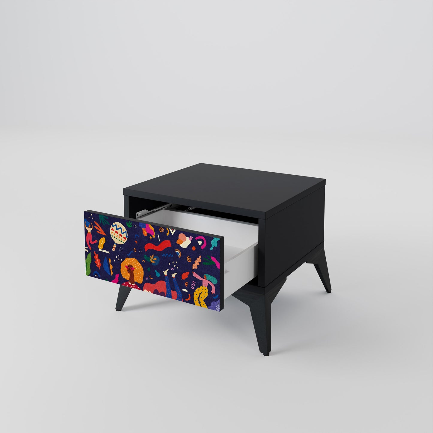 FESTIVE PLEASURES Nightstand in Black Finish