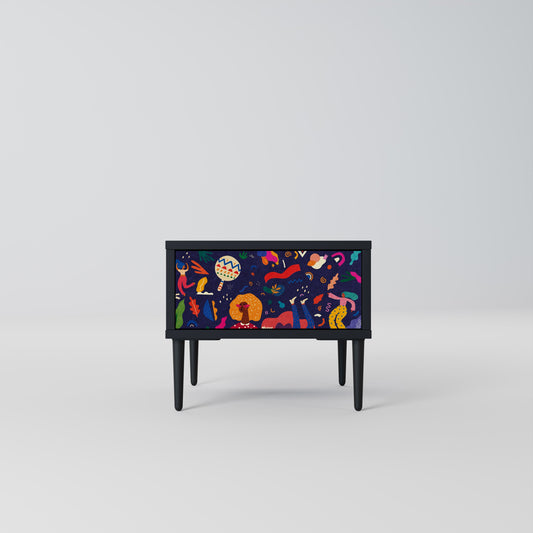 FESTIVE PLEASURES Nightstand in Black Finish