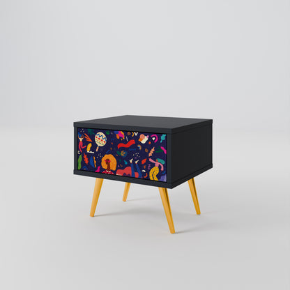 FESTIVE PLEASURES Nightstand in Black Finish