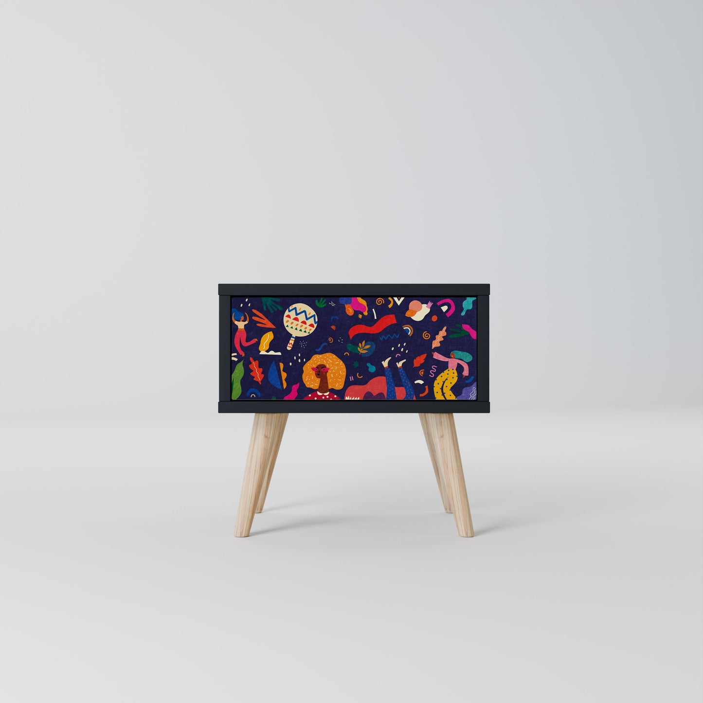 FESTIVE PLEASURES Nightstand in Black Finish