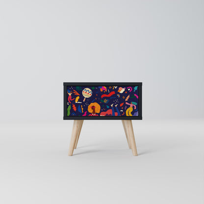 FESTIVE PLEASURES Nightstand in Black Finish