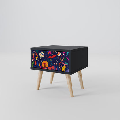 FESTIVE PLEASURES Nightstand in Black Finish