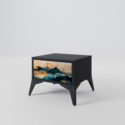 OMINOUS MOUNTAINS Nightstand in Black Finish