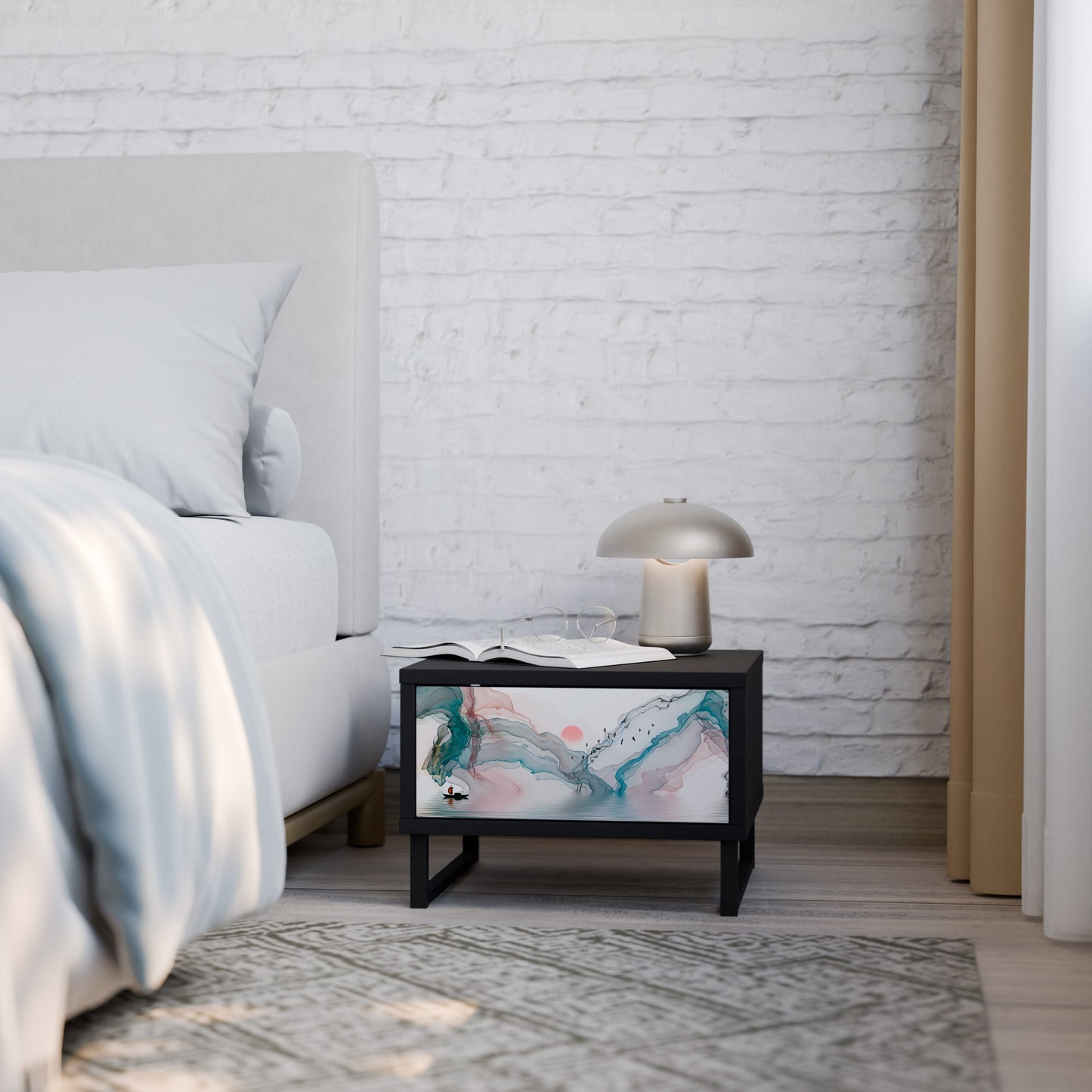 VELVET CROSSING Nightstand in Black Finish