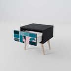 KOMBINATION AV FORMER Nattduksbord i svart finish