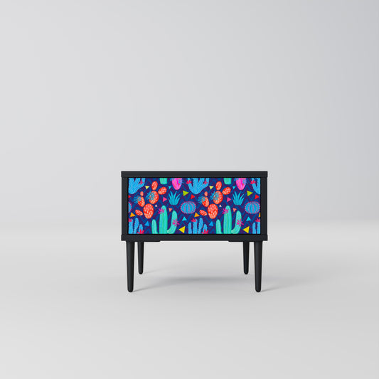 CACTUS VIBES Nightstand in Black Finish