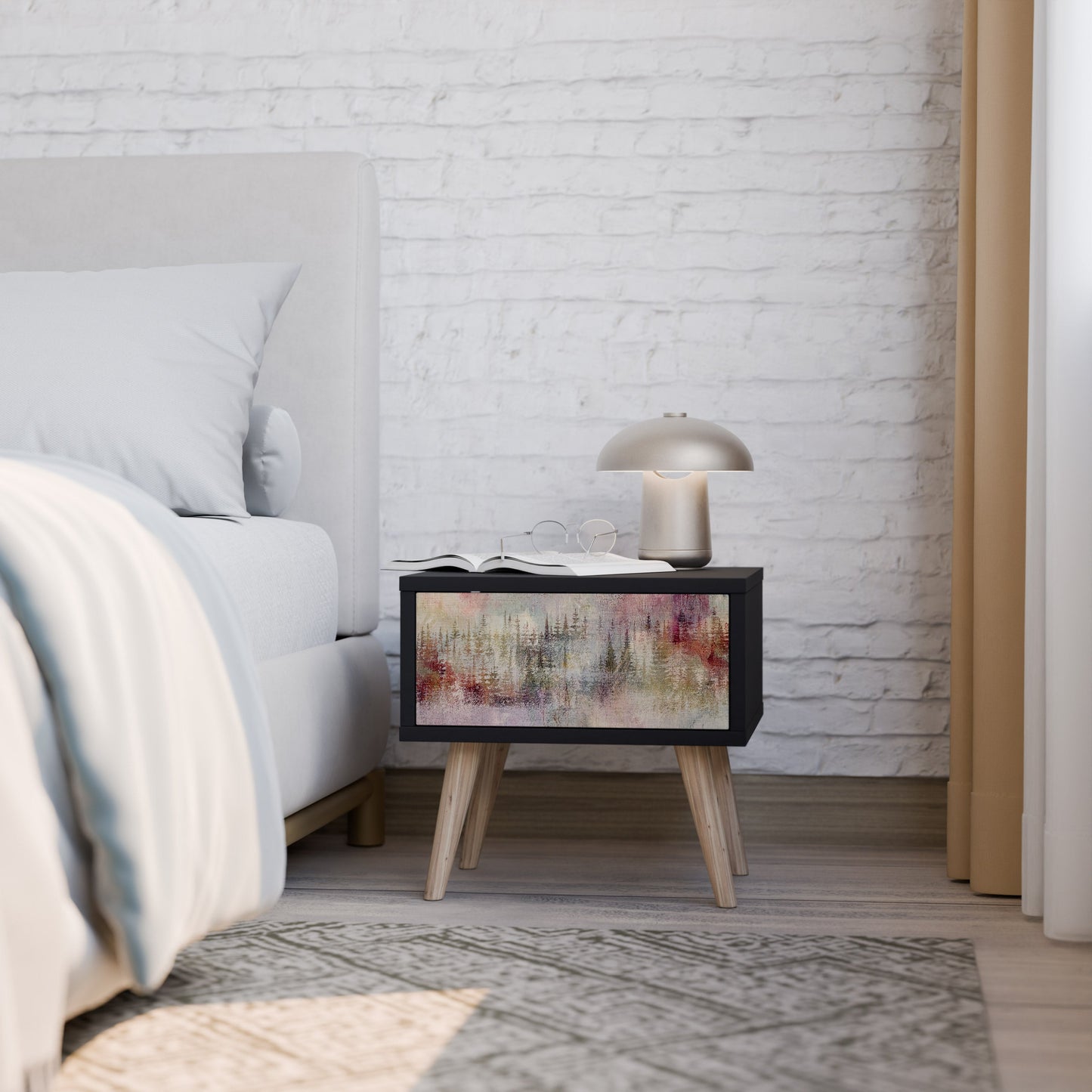 VEILED SUMMIT Nightstand in Black Finish