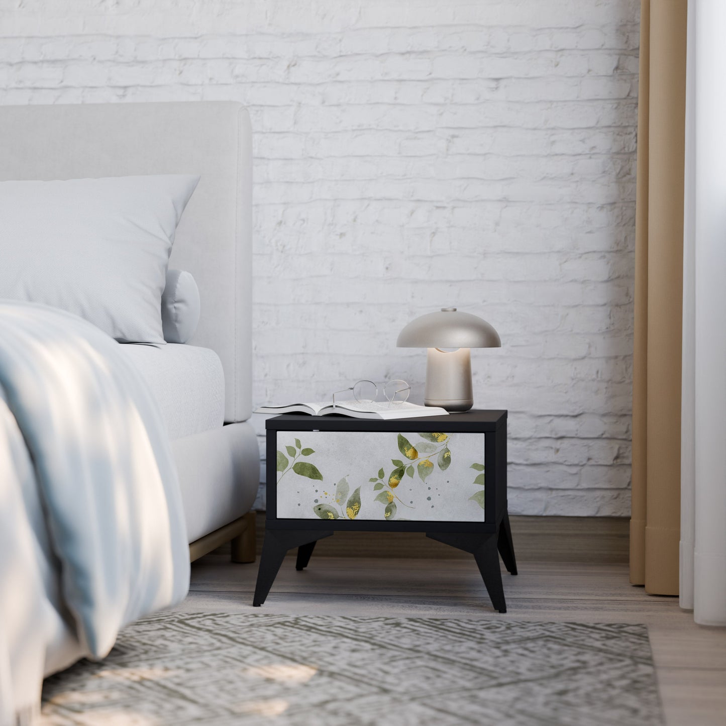 ELEGANT BOTANICS nattduksbord i svart finish
