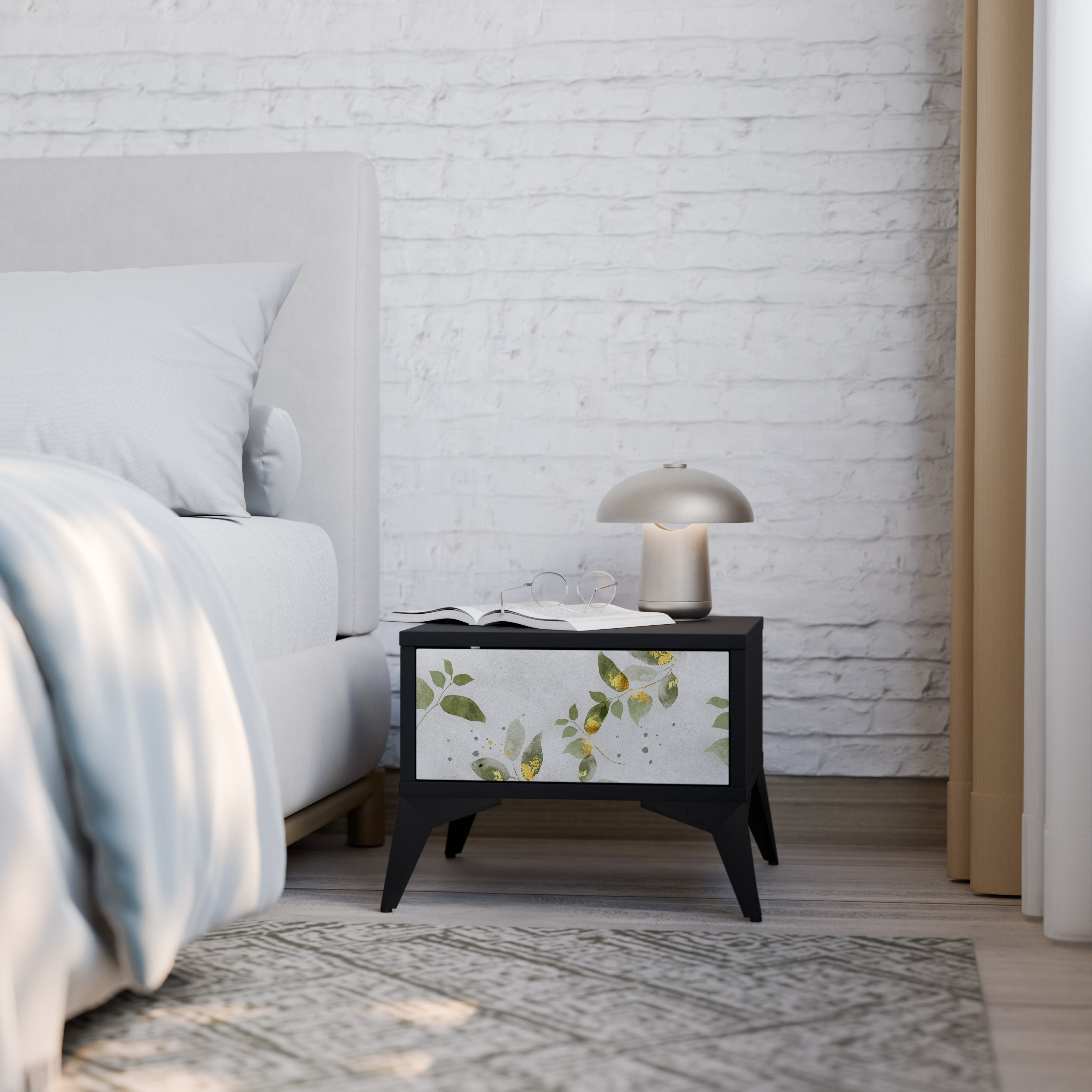 ELEGANT BOTANICS nattduksbord i svart finish