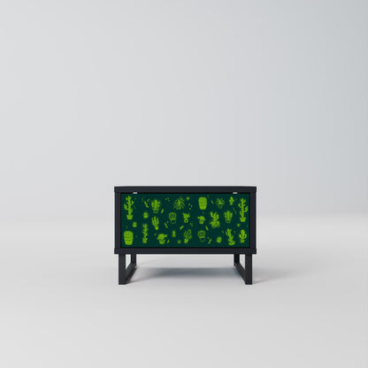 DESERT GREEN Nightstand in Black Finish
