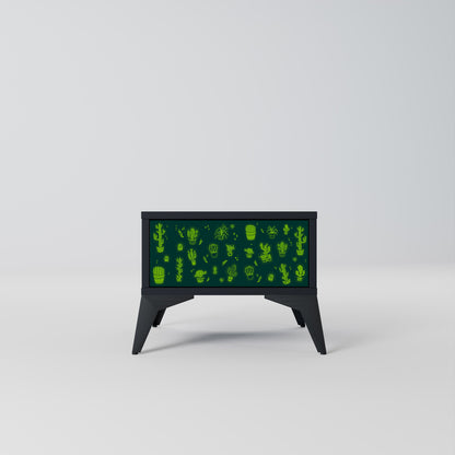 DESERT GREEN Nightstand in Black Finish