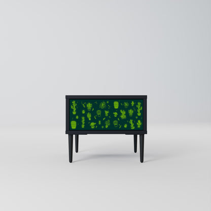 DESERT GREEN Nightstand in Black Finish