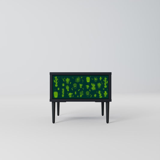 DESERT GREEN Nightstand in Black Finish