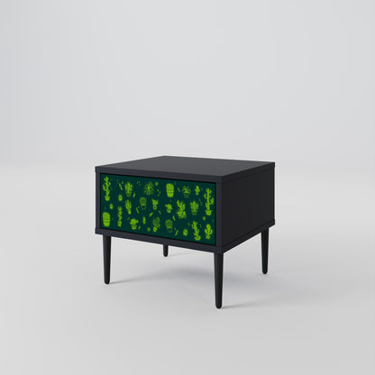 DESERT GREEN Nightstand in Black Finish