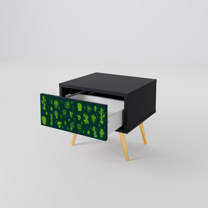 DESERT GREEN Nightstand in Black Finish