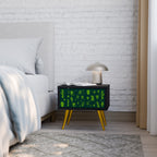 ÖKENGRÖNT nattduksbord i svart finish