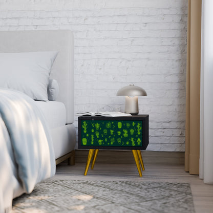 DESERT GREEN Nightstand in Black Finish
