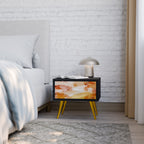 Nattduksbord TRACES OF AUTUMN i svart finish