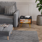 Nattduksbord TRACES OF AUTUMN i svart finish