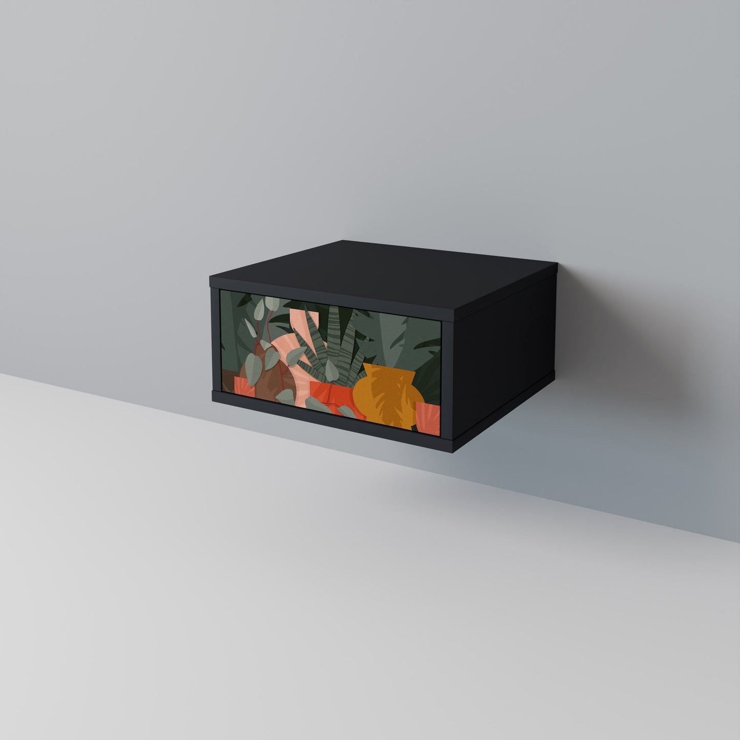 TROPICAL COMPOSITION Nightstand in Black Finish