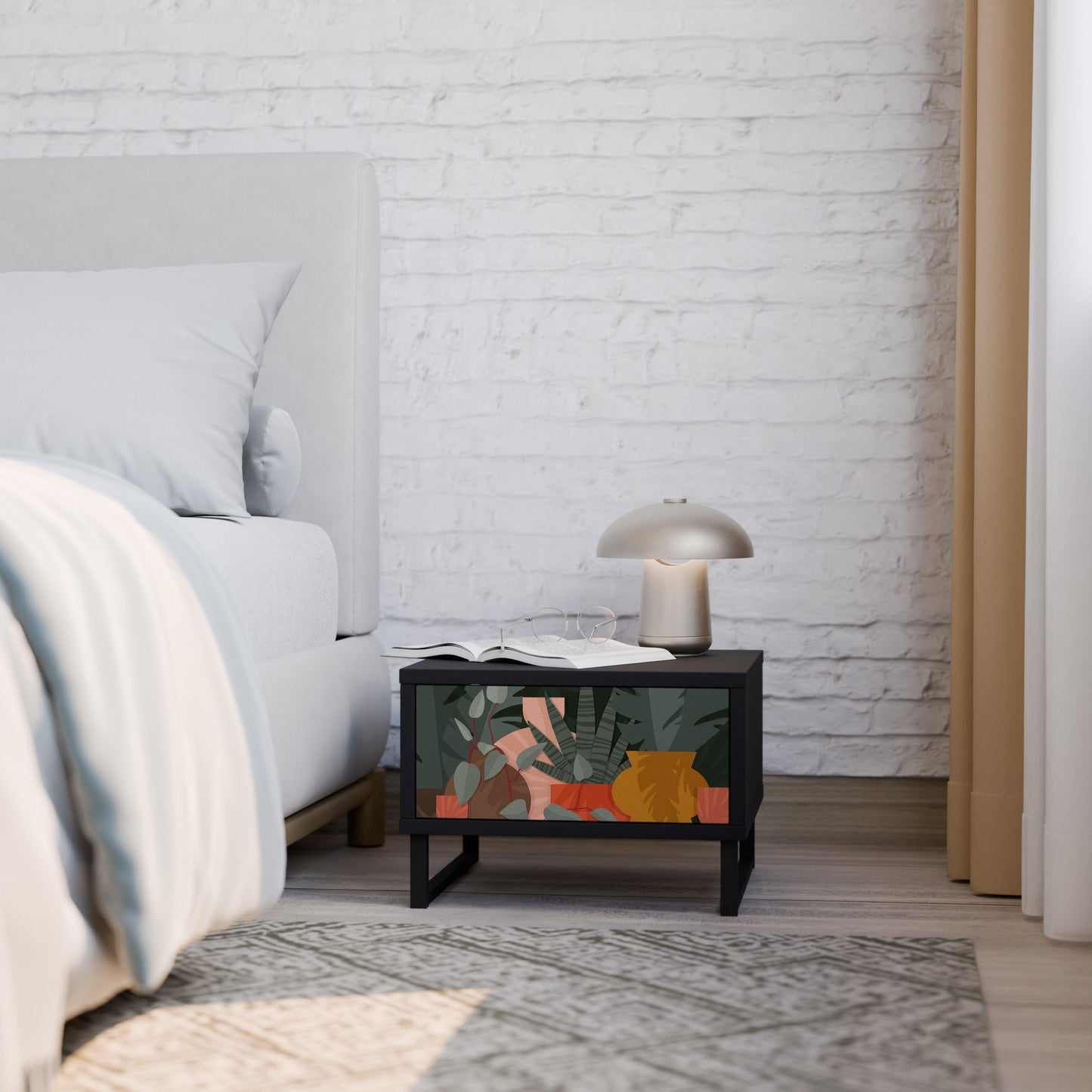 TROPICAL COMPOSITION Nightstand in Black Finish