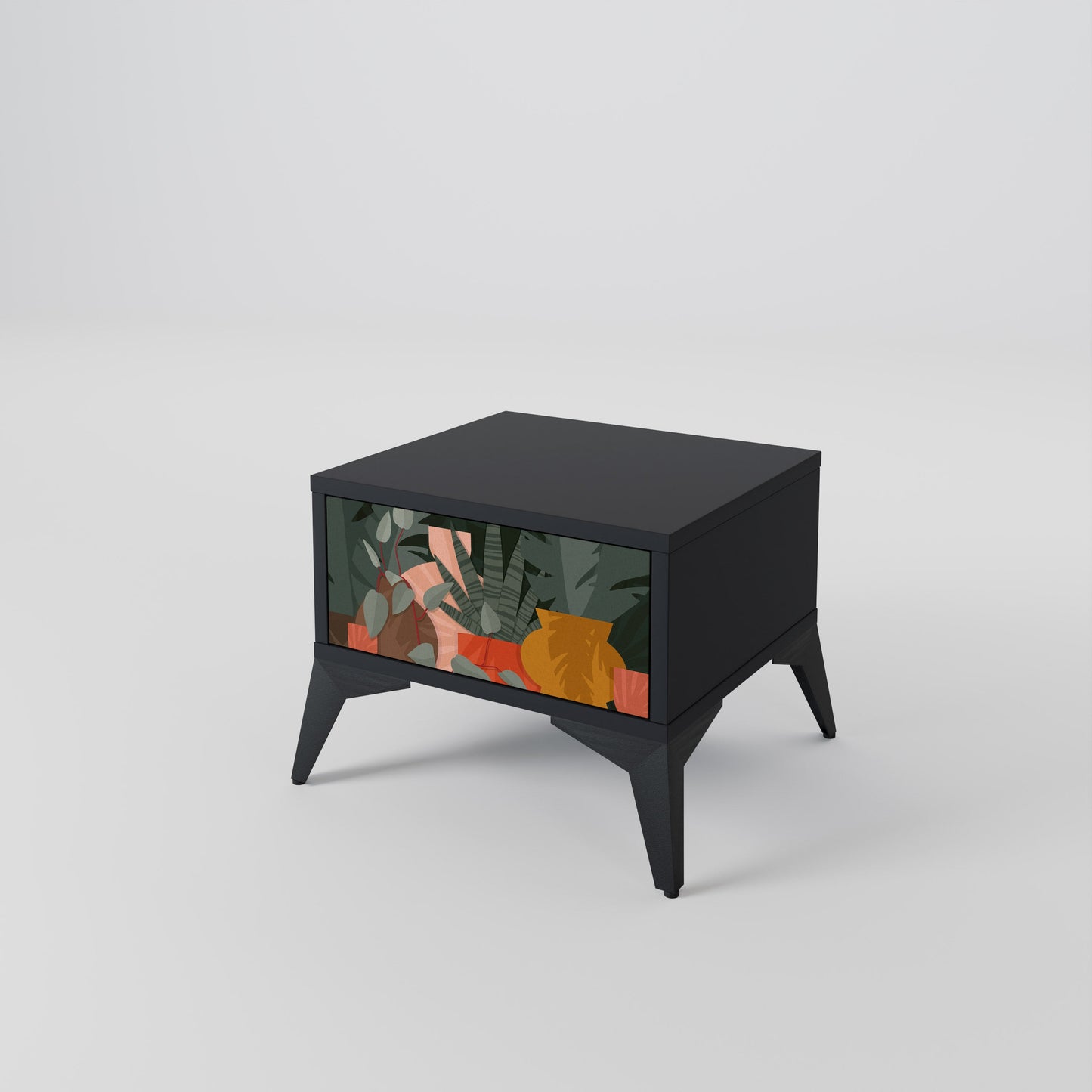 TROPICAL COMPOSITION Nightstand in Black Finish