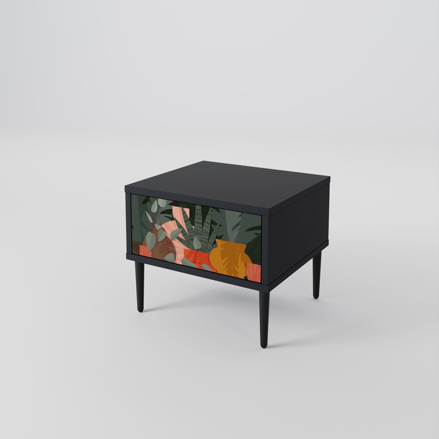 TROPICAL COMPOSITION Nightstand in Black Finish