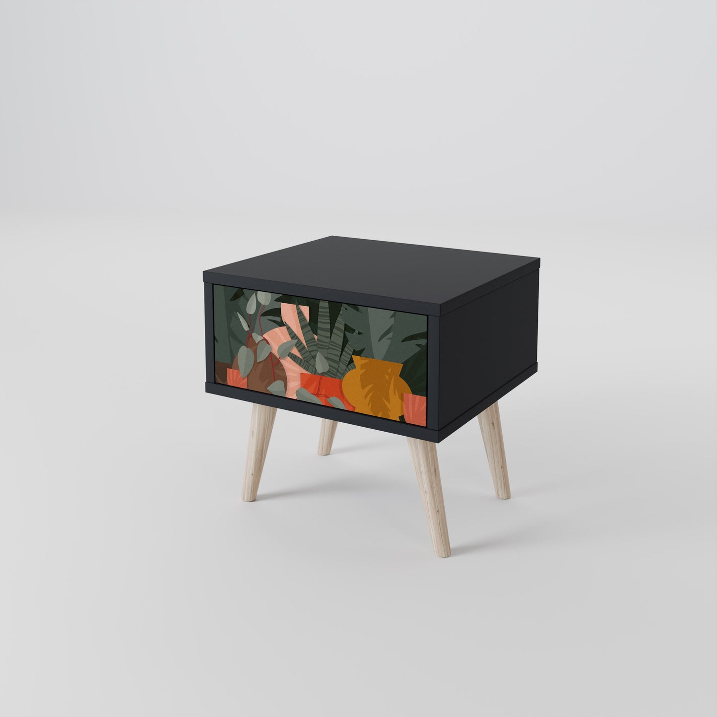 TROPICAL COMPOSITION Nightstand in Black Finish