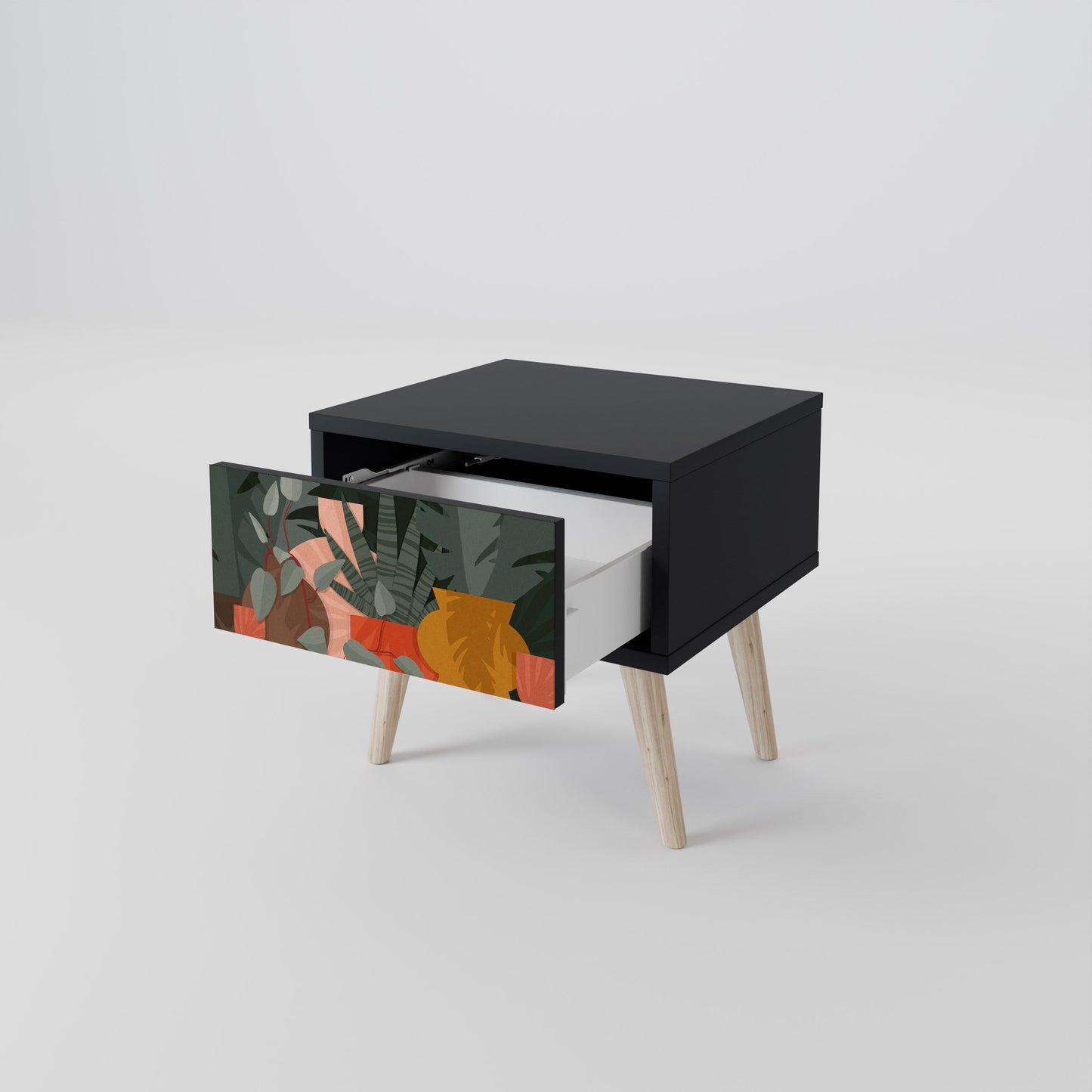 TROPICAL COMPOSITION Nightstand in Black Finish