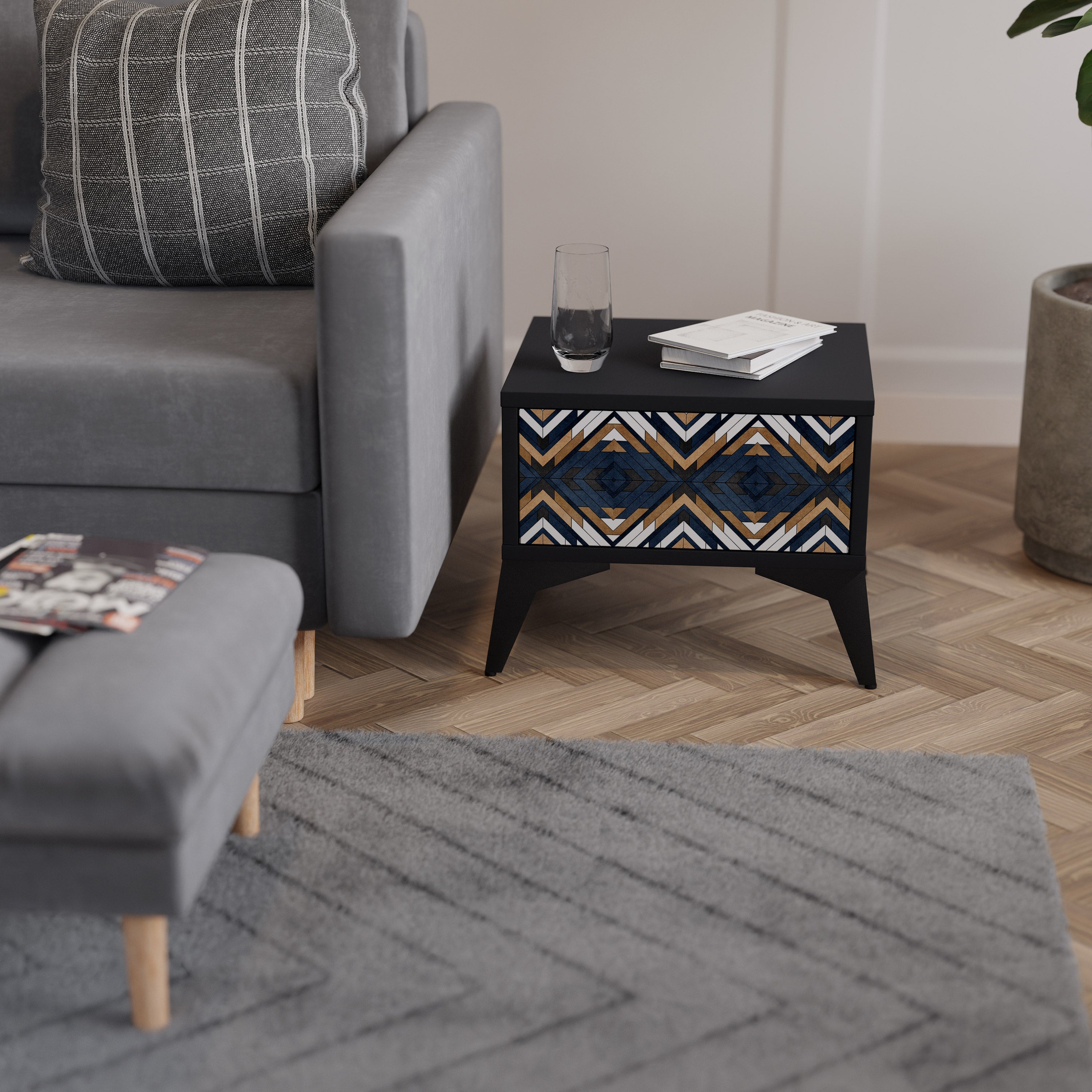 ARTIFUL GEOMETRI Nattduksbord i svart finish