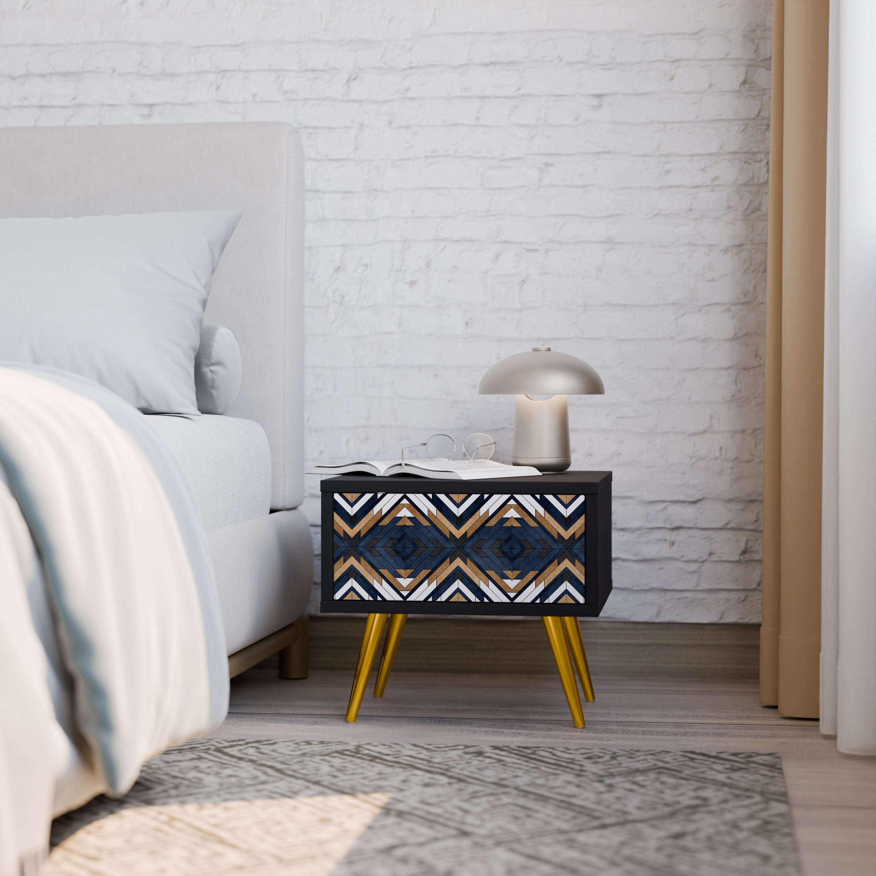 ARTIFUL GEOMETRI Nattduksbord i svart finish