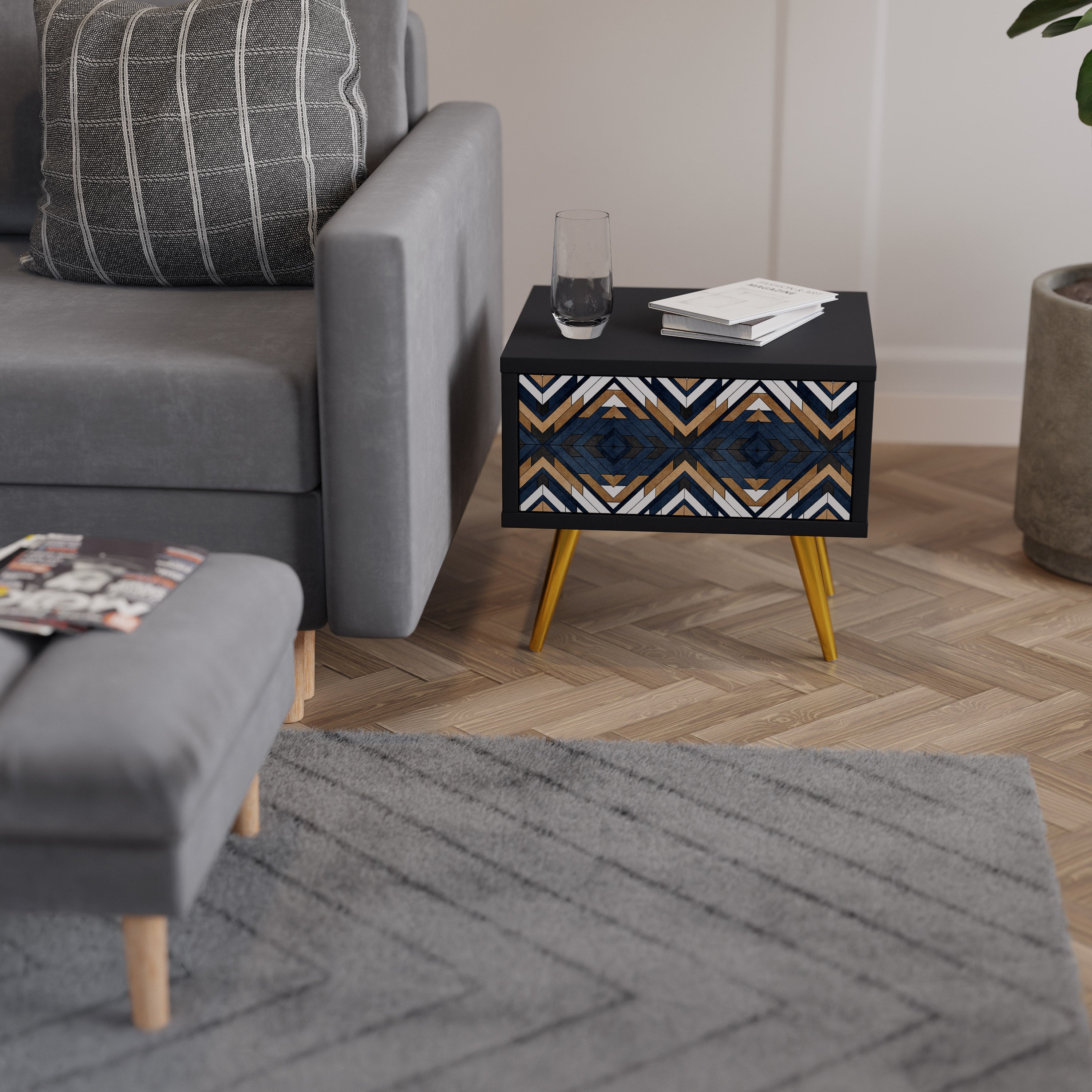 ARTIFUL GEOMETRI Nattduksbord i svart finish