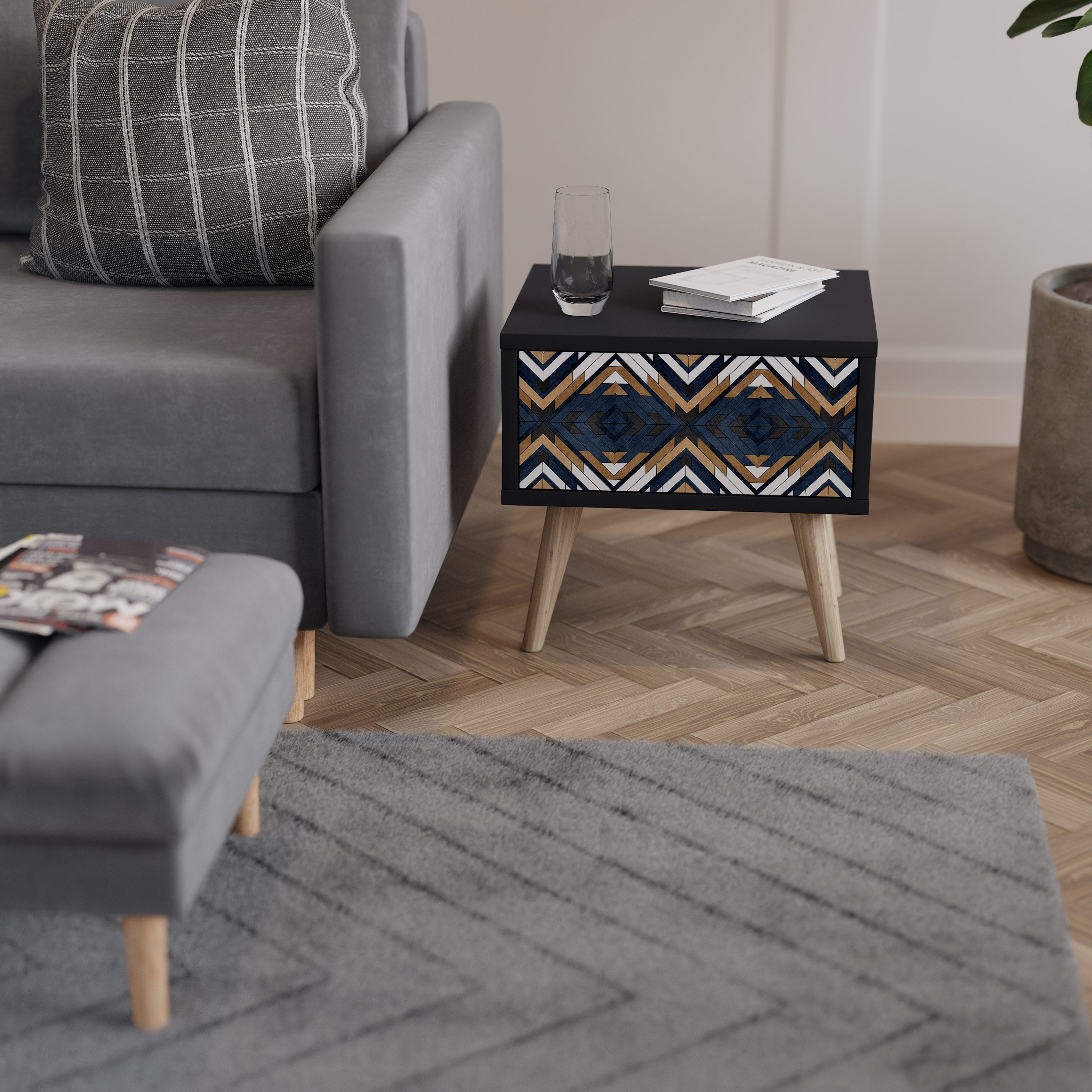 ARTIFUL GEOMETRI Nattduksbord i svart finish