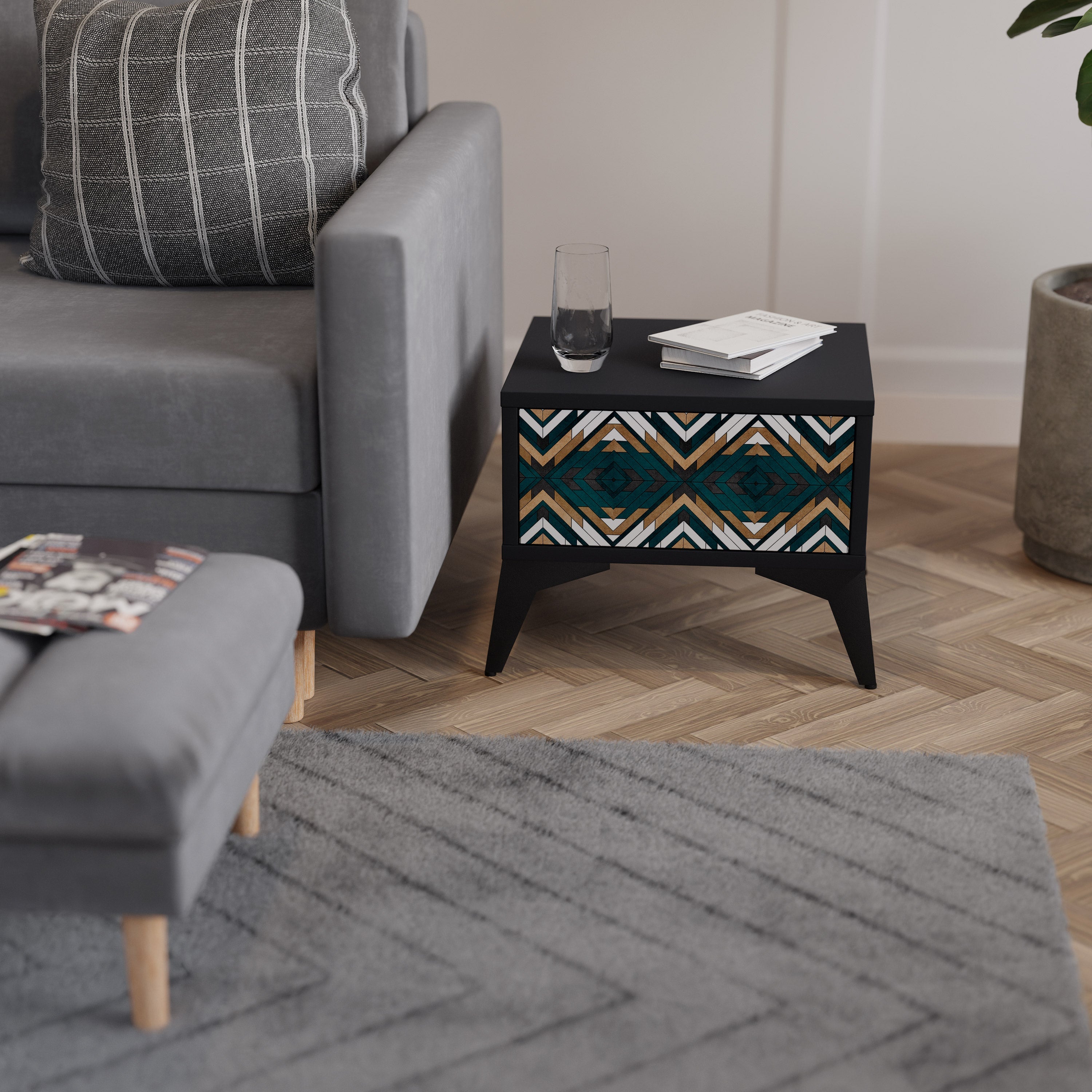 ARTISTIC GEOMETRI Nattduksbord i svart finish