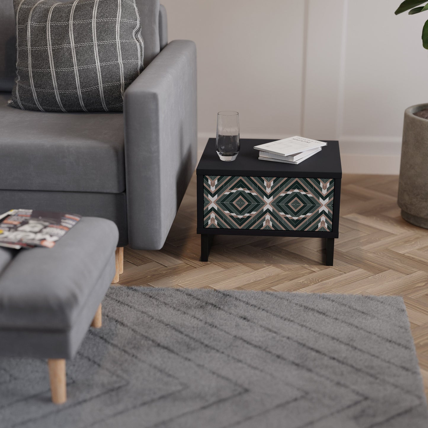DIMENSION DELIGHTS Nattduksbord i svart finish