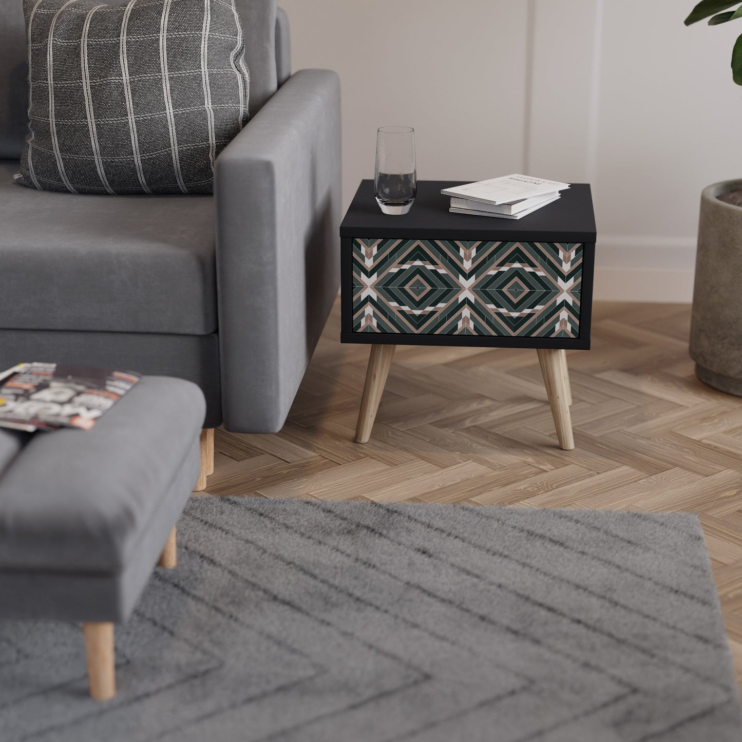 DIMENSION DELIGHTS Nattduksbord i svart finish