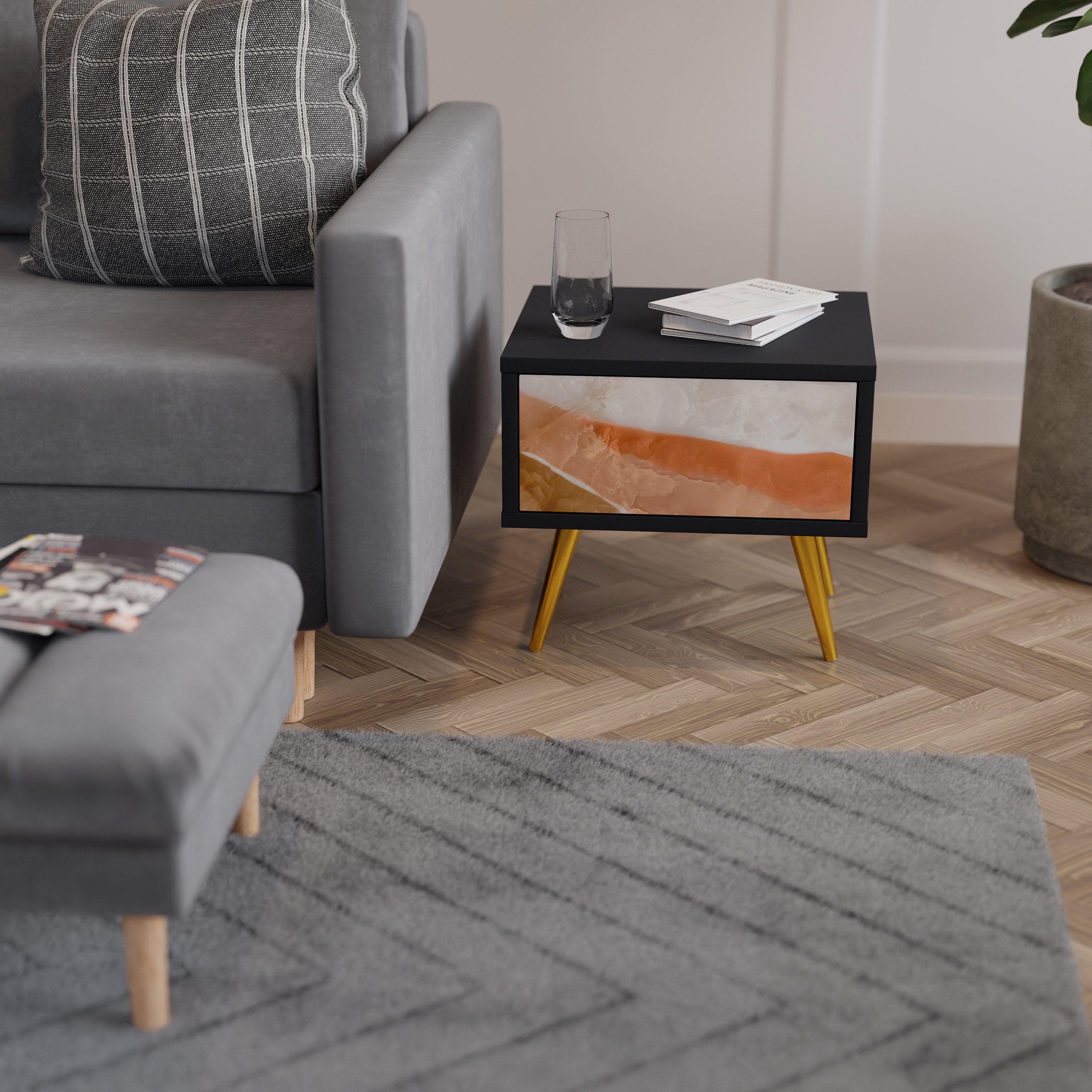 SANDHILLS SPLENDOUR Nattduksbord i svart finish