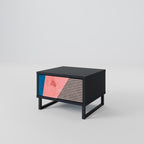 GLAMOROUS STRIPE Nightstand in Black Finish