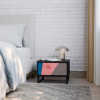 GLAMOROUS STRIPE Nightstand in Black Finish