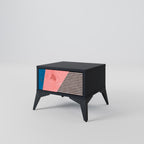 GLAMOROUS STRIPE Nightstand in Black Finish