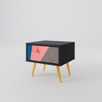 GLAMOROUS STRIPE Nightstand in Black Finish