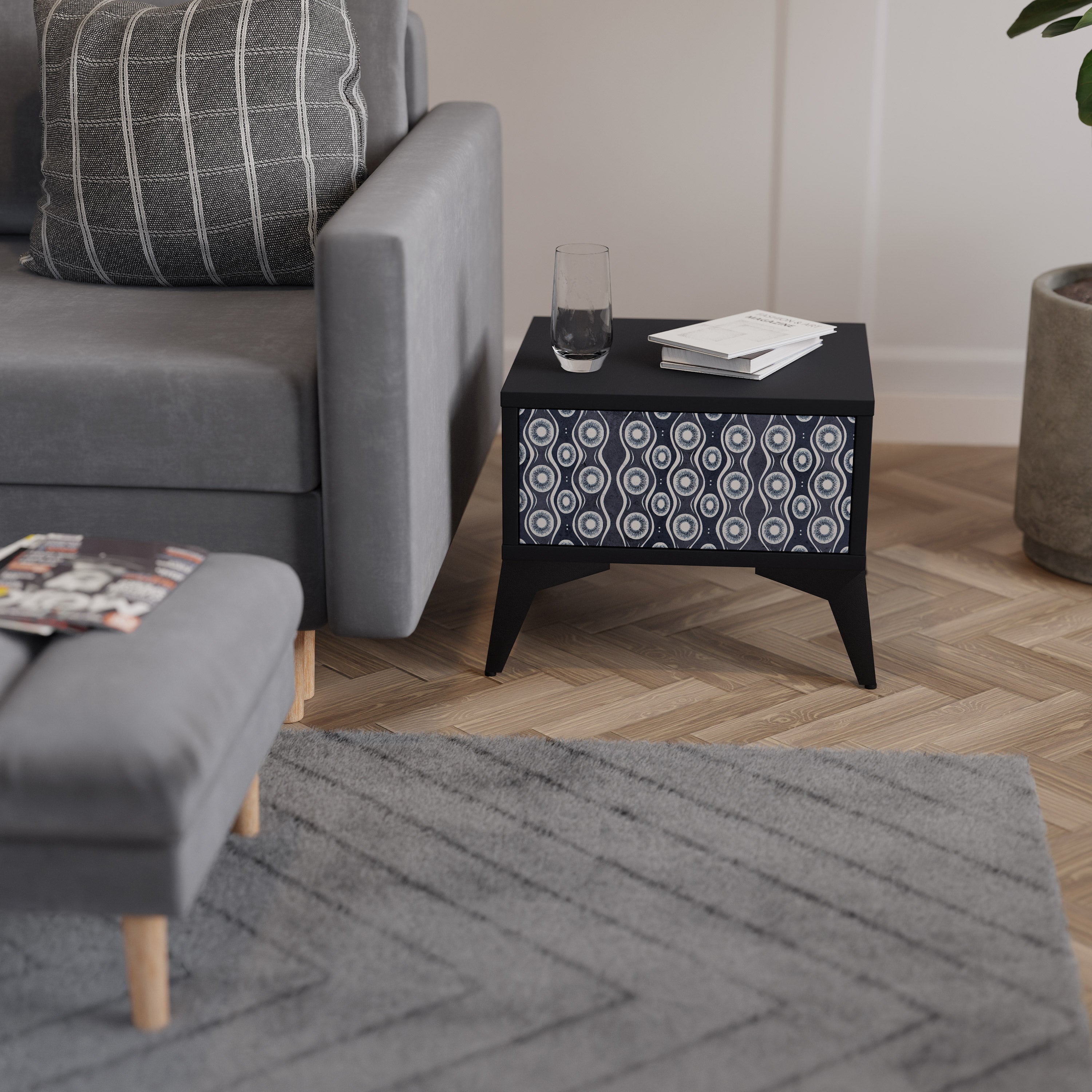 Nattduksbord GRAPHITE EYES i svart finish
