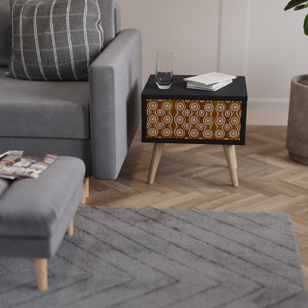 Nattduksbord BROWN EYES i svart finish