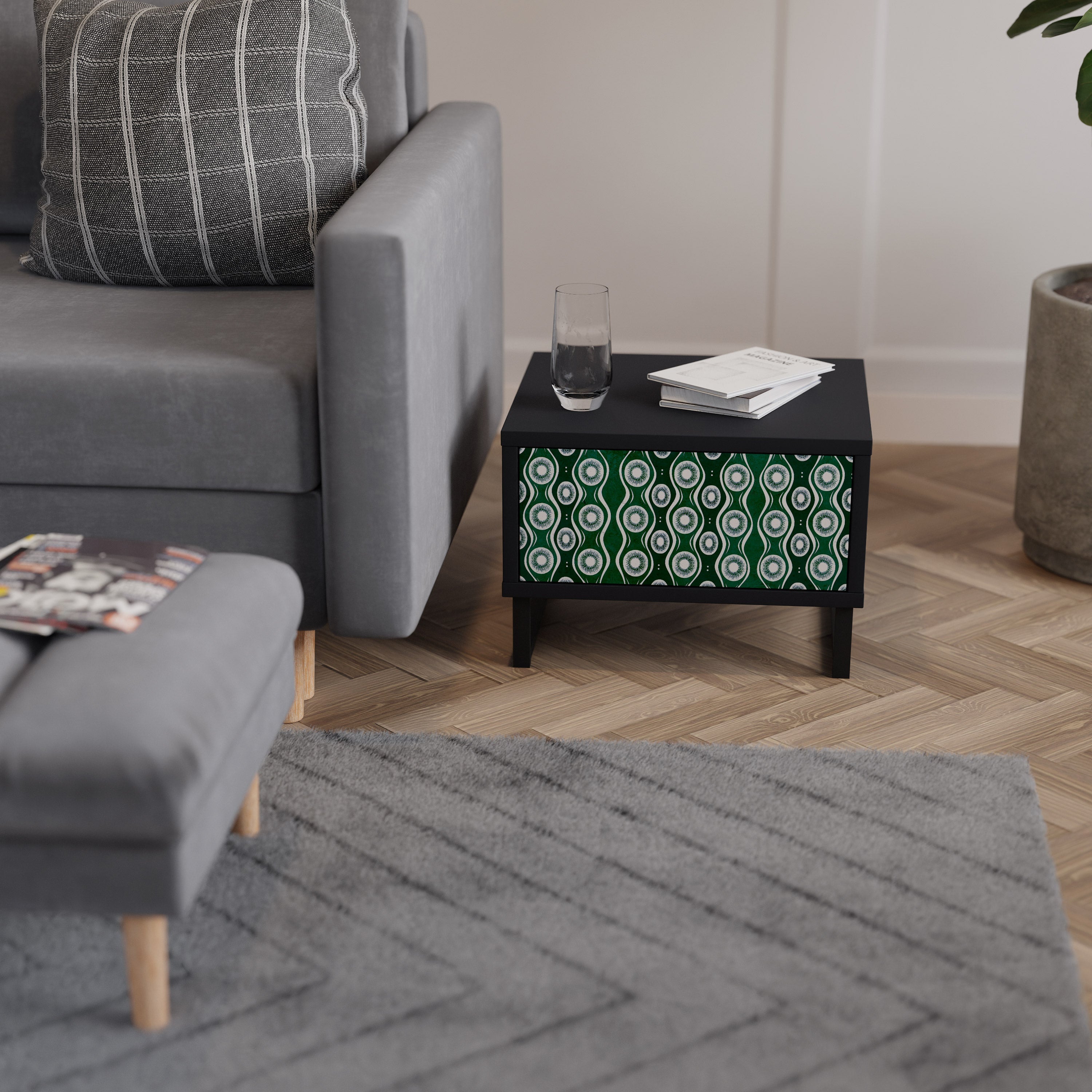 GREEN EYES nattduksbord i svart finish