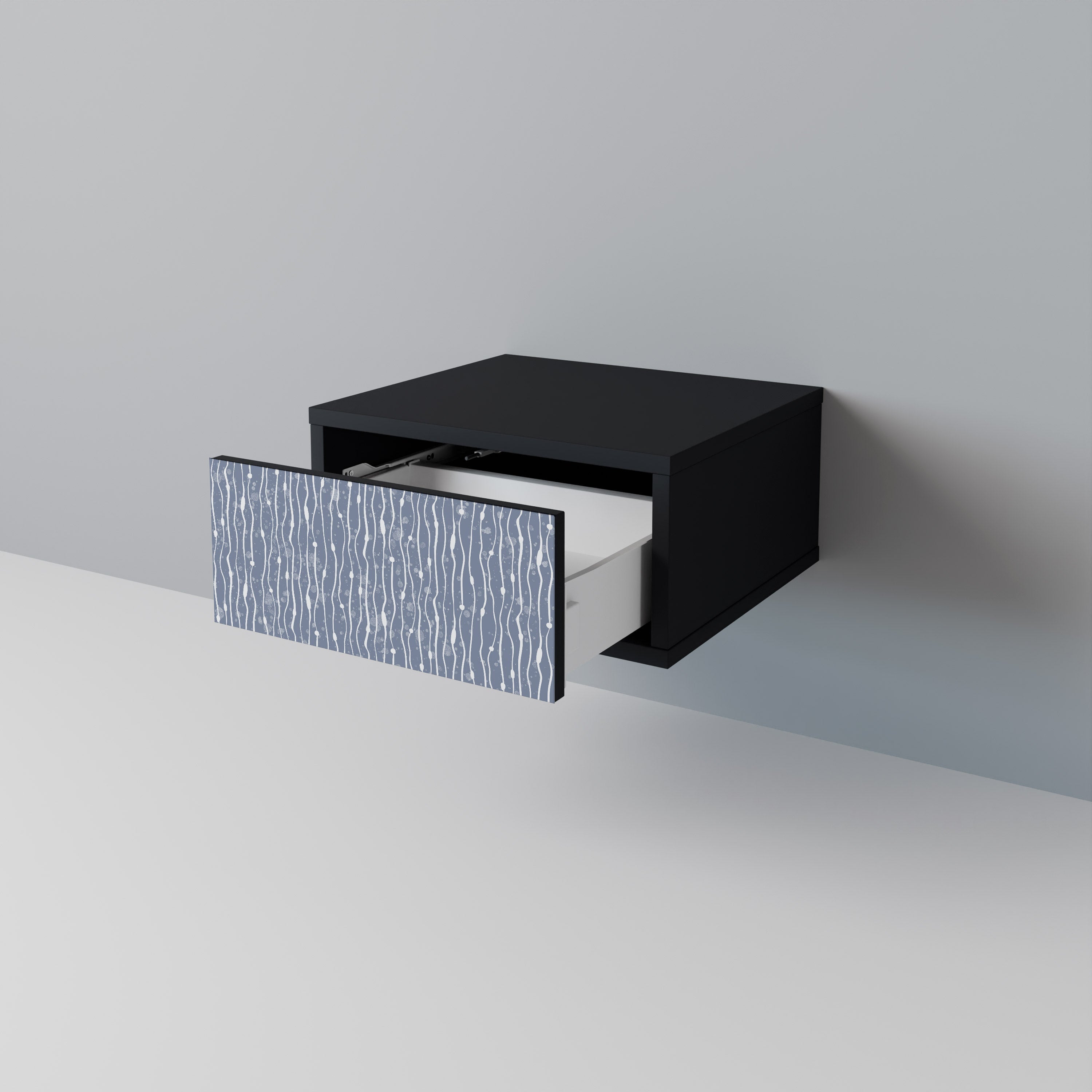Nattduksbord i svart finish i Graphite Rain